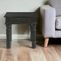 HomeRoots 24 Black Distressed Solid Wood End Table - 24