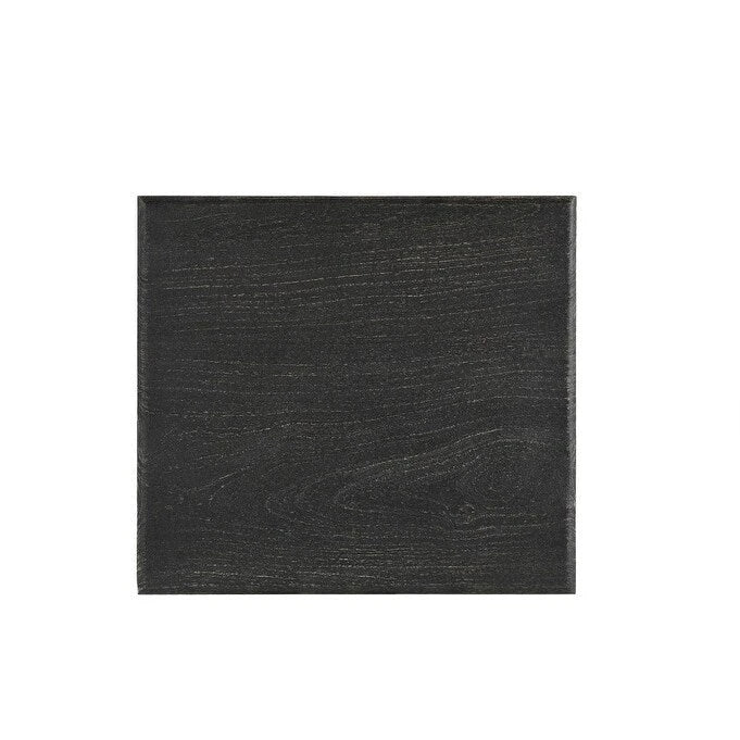 Black Distressed Carved Solid Mango Wood End Side Table