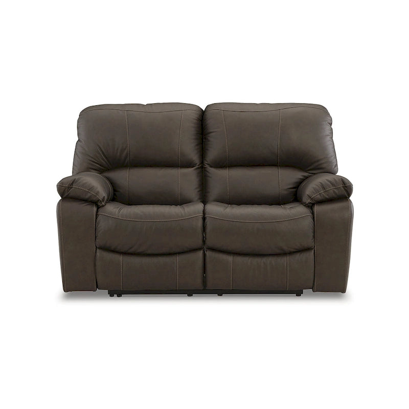 Dark Brown Genuine Leather Power Reclining Sofa with USB Port
