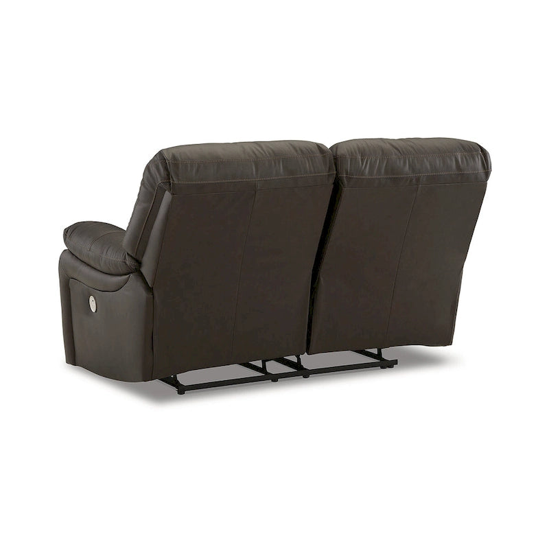 Dark Brown Genuine Leather Power Reclining Sofa with USB Port