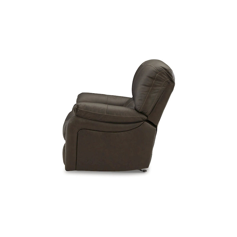 Dark Brown Genuine Leather Power Reclining Sofa with USB Port