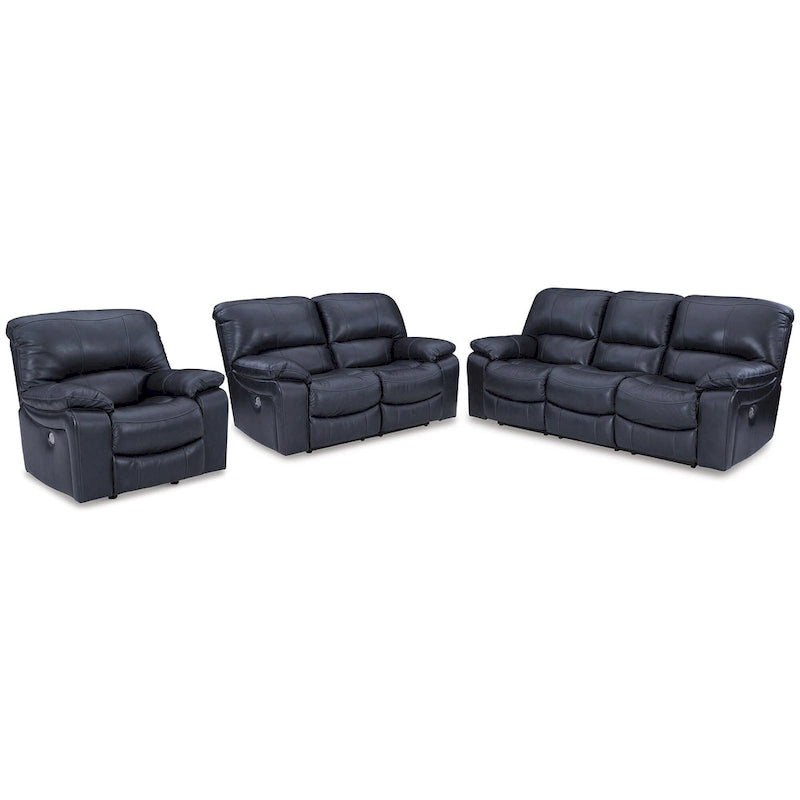 Dark Brown Genuine Leather Power Reclining Sofa with USB Port