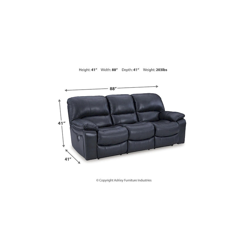 Dark Brown Genuine Leather Power Reclining Sofa with USB Port