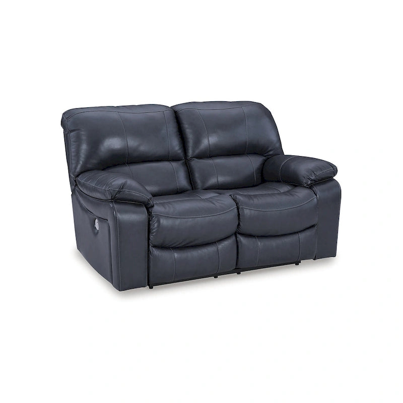 Dark Brown Genuine Leather Power Reclining Sofa with USB Port