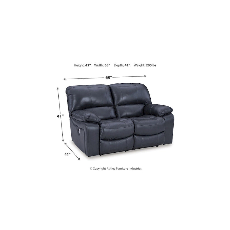 Dark Brown Genuine Leather Power Reclining Sofa with USB Port