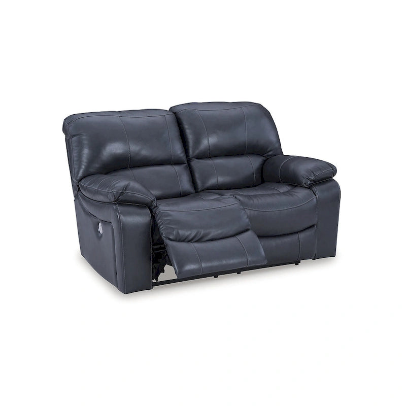Dark Brown Genuine Leather Power Reclining Sofa with USB Port