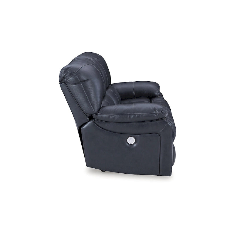 Dark Brown Genuine Leather Power Reclining Sofa with USB Port