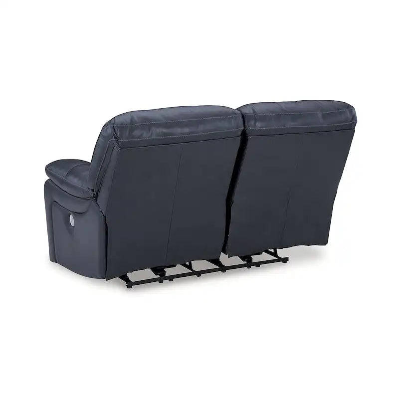 Dark Brown Genuine Leather Power Reclining Sofa with USB Port