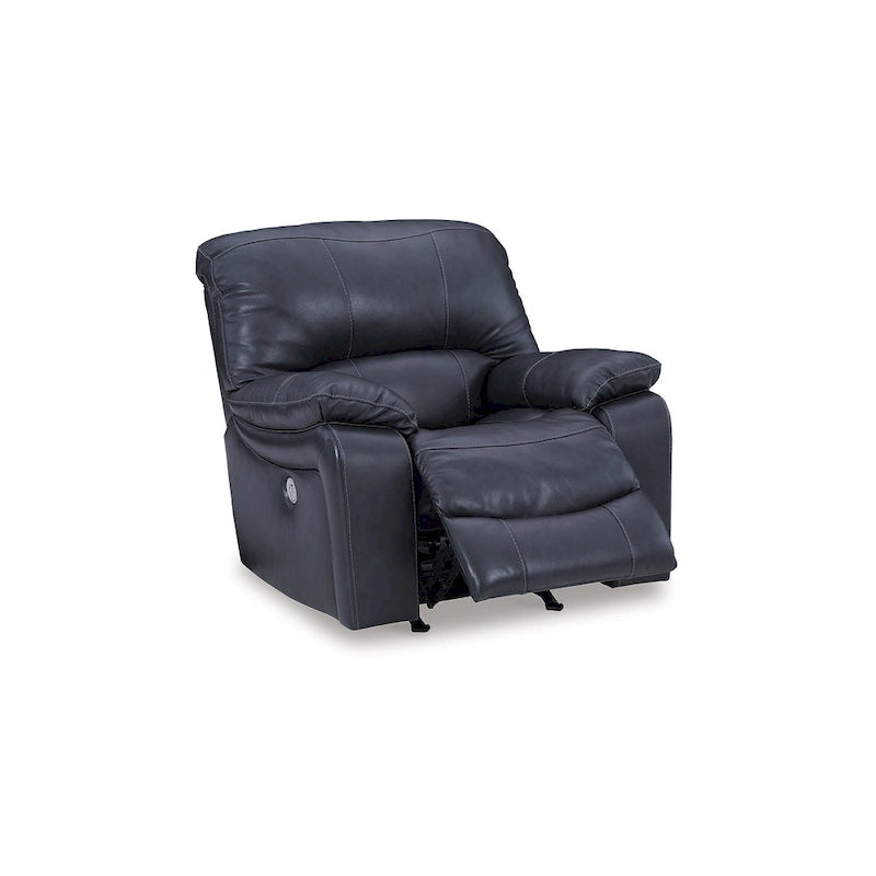 Dark Brown Genuine Leather Power Reclining Sofa with USB Port