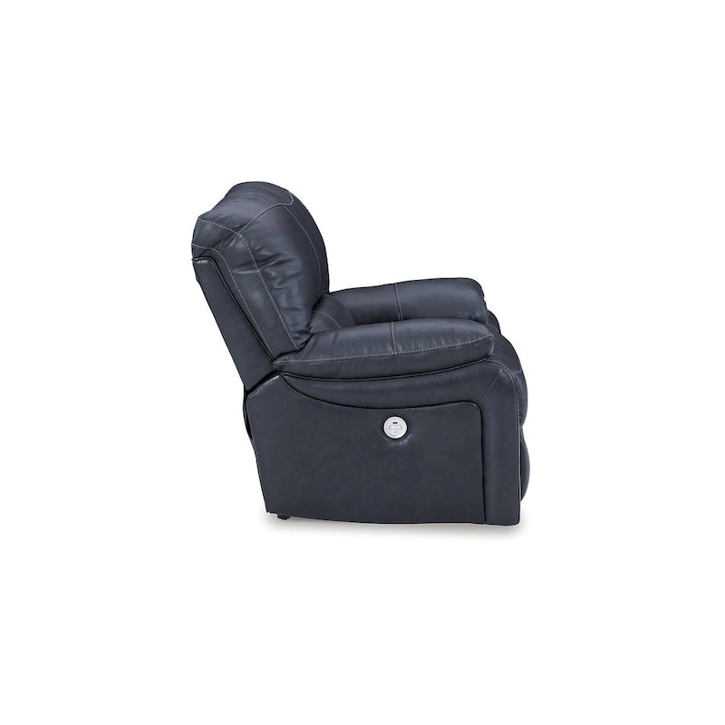 Dark Brown Genuine Leather Power Reclining Sofa with USB Port