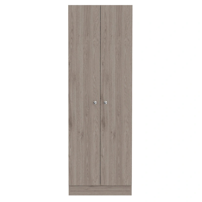 Light Gray Wood Double Door Tall Pantry Storage Cabinet