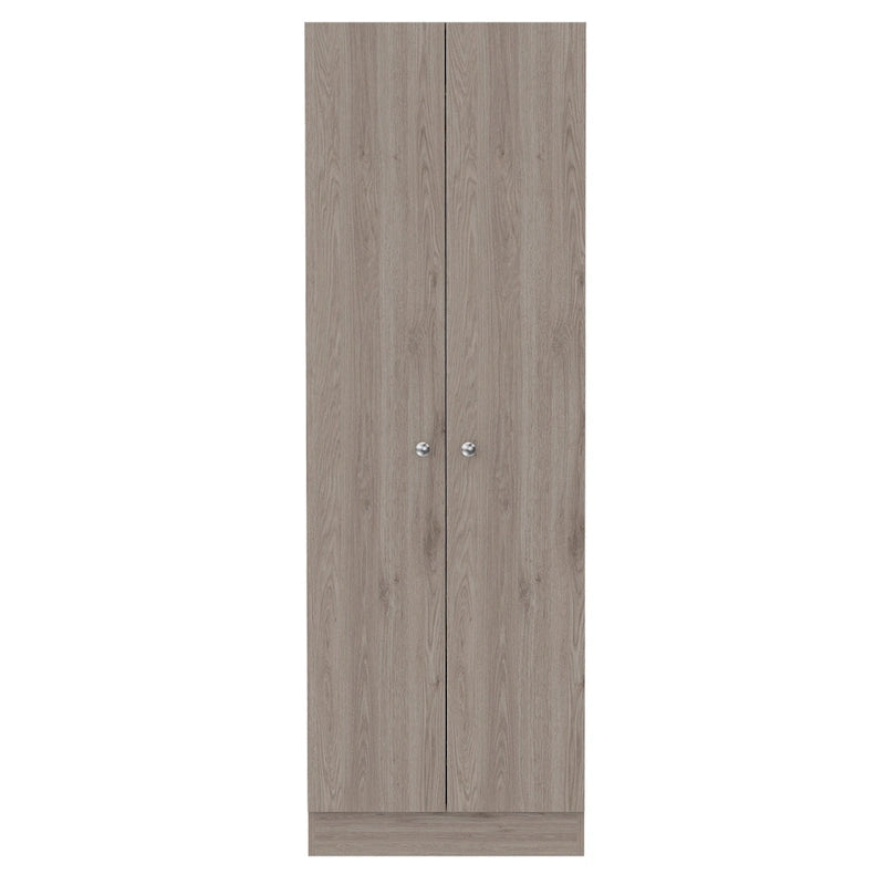 Light Gray Wood Double Door Tall Pantry Storage Cabinet