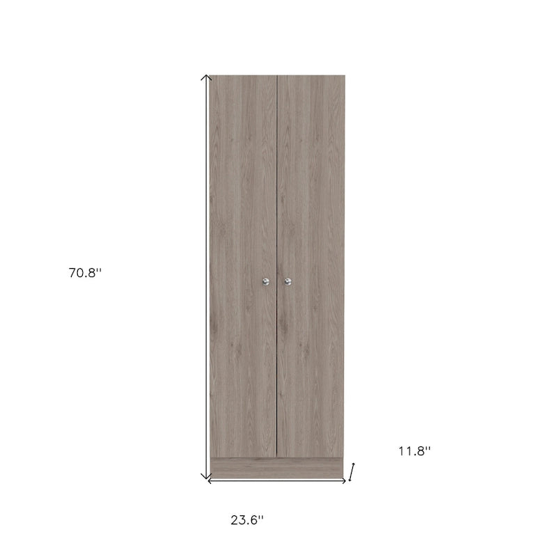 Light Gray Wood Double Door Tall Pantry Storage Cabinet