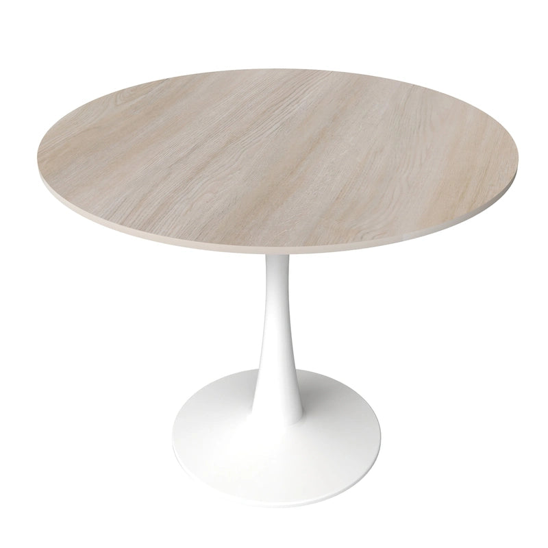 31" Round Sintered Stone Dining Table White Pedestal Base