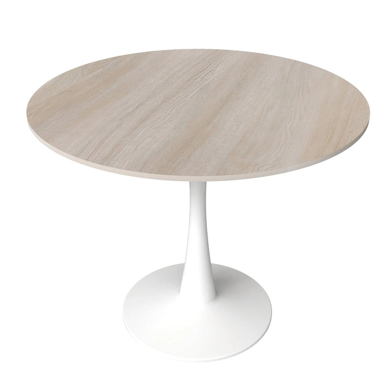 31" Round Sintered Stone Dining Table White Pedestal Base