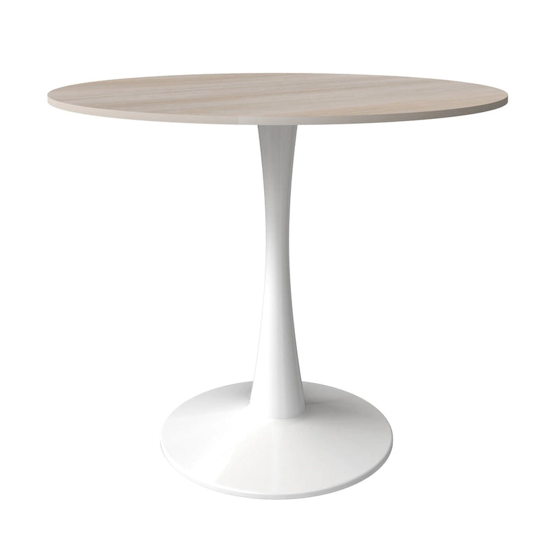 31" Round Sintered Stone Dining Table White Pedestal Base
