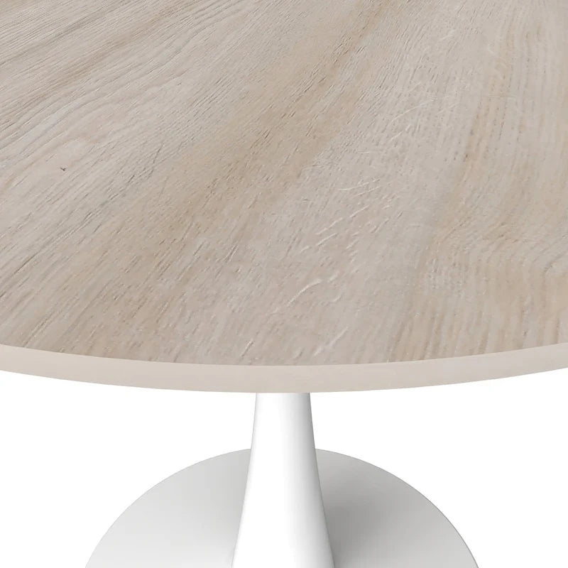 31" Round Sintered Stone Dining Table White Pedestal Base