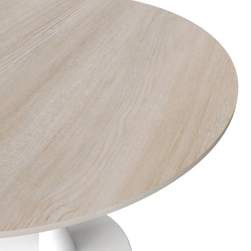 31" Round Sintered Stone Dining Table White Pedestal Base