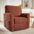 360 Swivel Armchair Chenille Upholstered Accent Chair with Side Pockets Red Green Grey