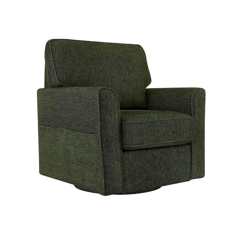 360 Swivel Armchair Chenille Upholstered Accent Chair with Side Pockets Red Green Grey