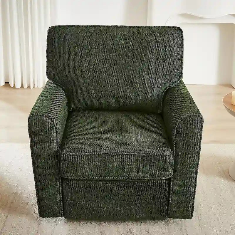360 Swivel Armchair Chenille Upholstered Accent Chair with Side Pockets Red Green Grey