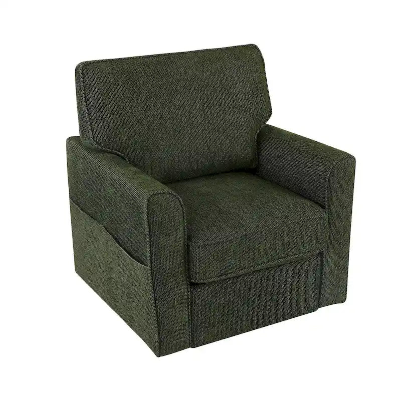 360 Swivel Armchair Chenille Upholstered Accent Chair with Side Pockets Red Green Grey