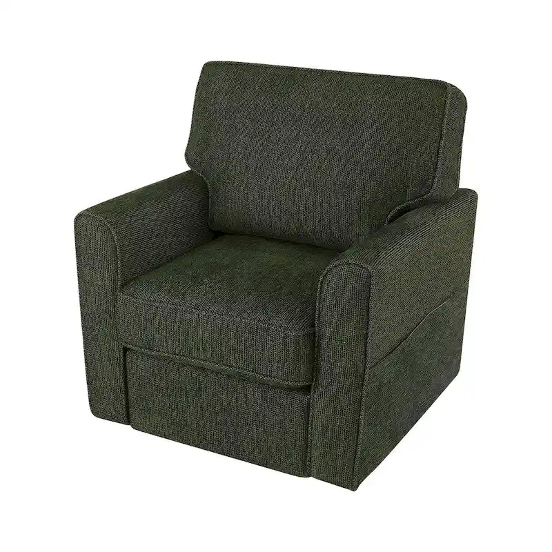 360 Swivel Armchair Chenille Upholstered Accent Chair with Side Pockets Red Green Grey
