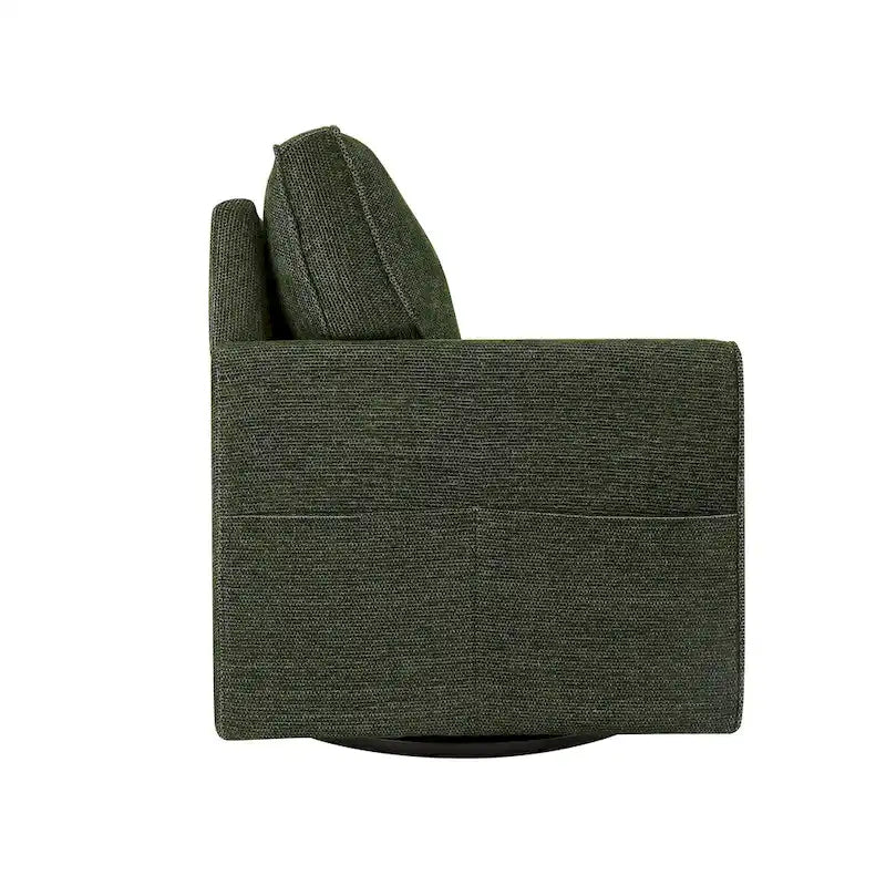 360 Swivel Armchair Chenille Upholstered Accent Chair with Side Pockets Red Green Grey