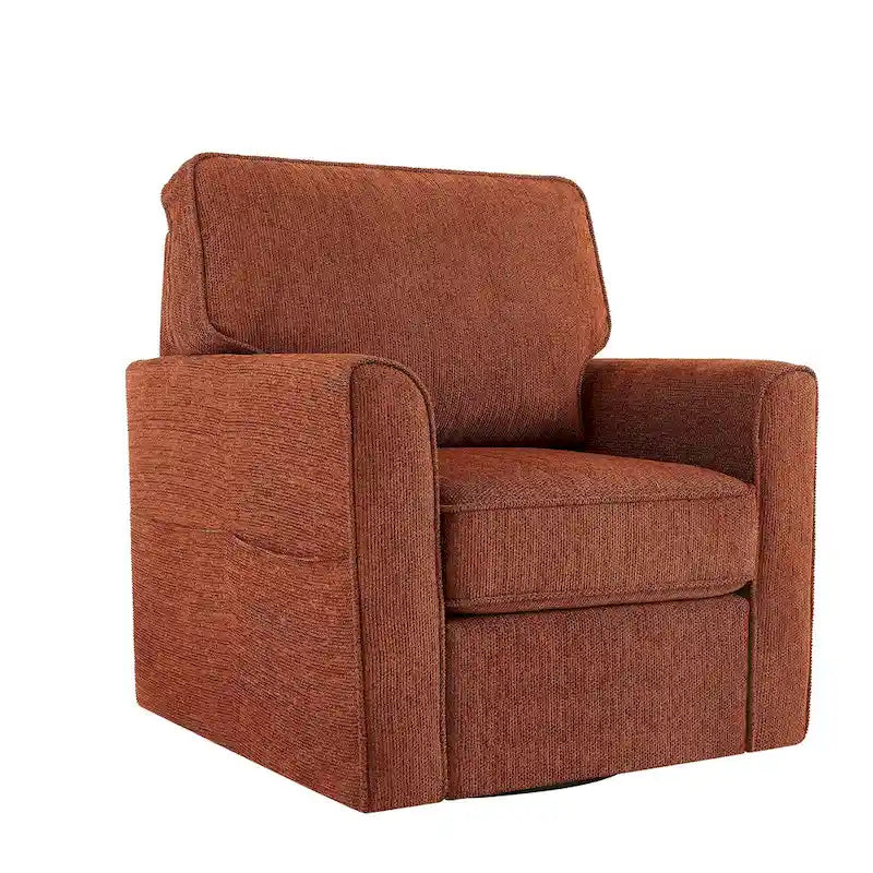 360 Swivel Armchair Chenille Upholstered Accent Chair with Side Pockets Red Green Grey