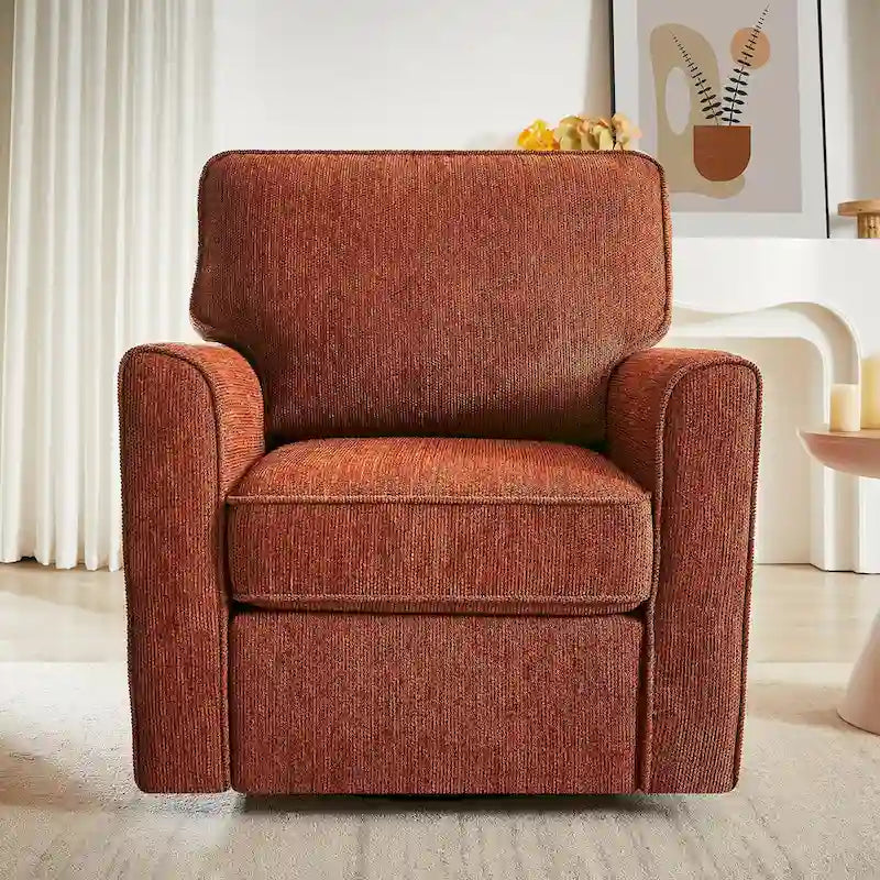 360 Swivel Armchair Chenille Upholstered Accent Chair with Side Pockets Red Green Grey