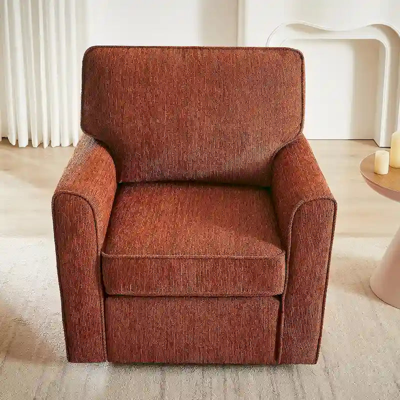 360 Swivel Armchair Chenille Upholstered Accent Chair with Side Pockets Red Green Grey