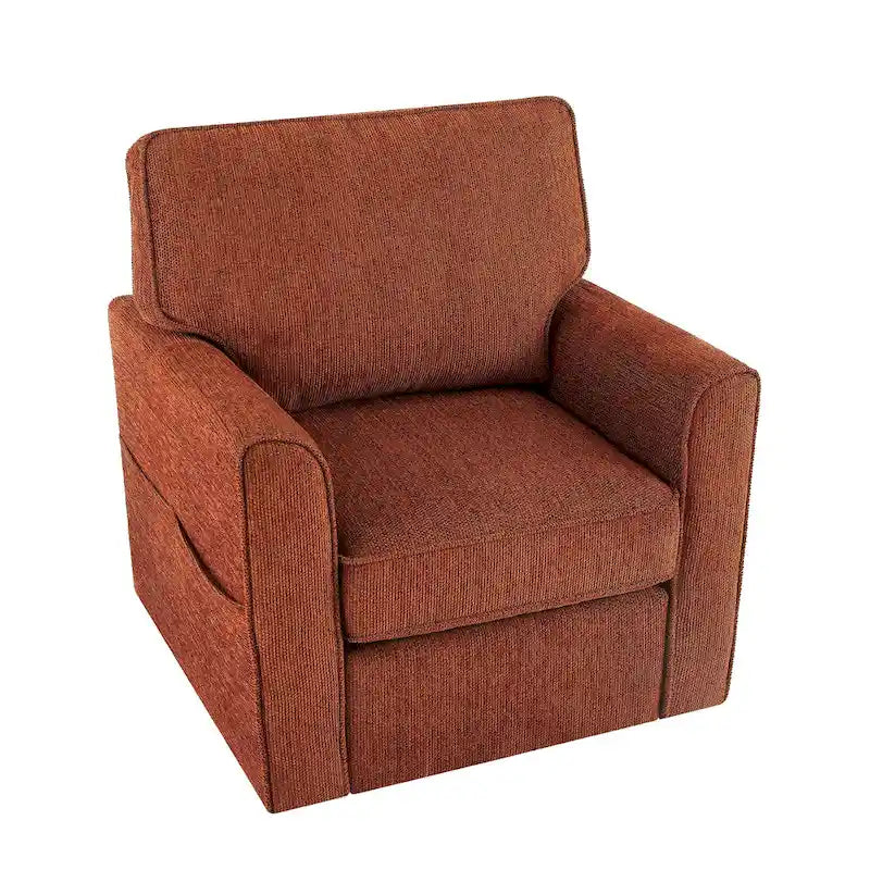 360 Swivel Armchair Chenille Upholstered Accent Chair with Side Pockets Red Green Grey