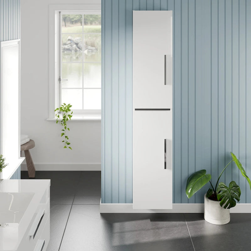 Eviva Olivia 14 in-W x 70 in-H Glossy White Freestanding Linen Cabinet