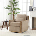 Camel Corduroy Swivel Accent Chair with Hardwood Frame and Lumbar Pillow