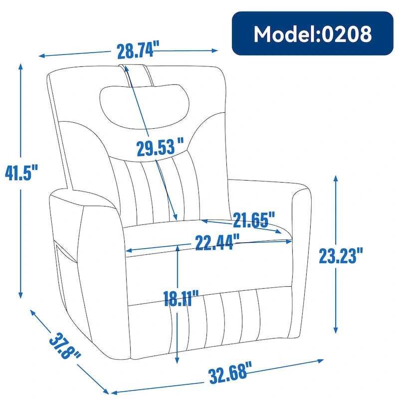 Electric Swivel Rocker Recliner Chair with Lumbar Neck Support Cushion Beige