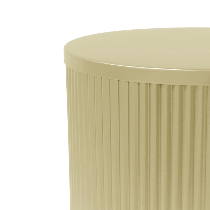 15 Modern Round Side Table with Vertical Stripes and Iron Frame for Living Room or Bedroom