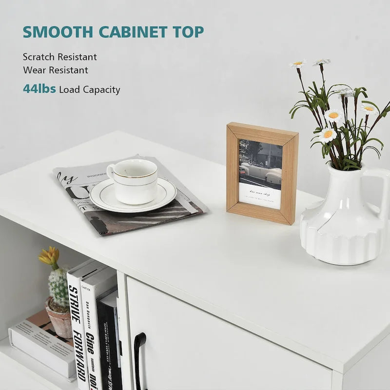 Mobile Lateral Printer Stand with Storage Shelves and Drawers Brown