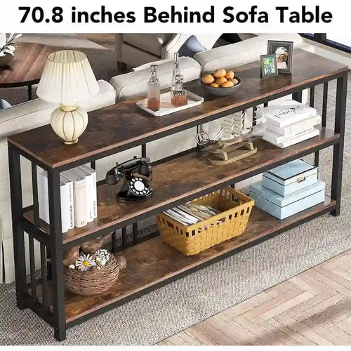 3 Tiers Console Sofa Table, 70 Entryway Hallway Table for Living Room