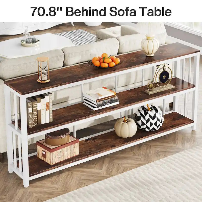 3 Tiers Console Sofa Table, 70 Entryway Hallway Table for Living Room