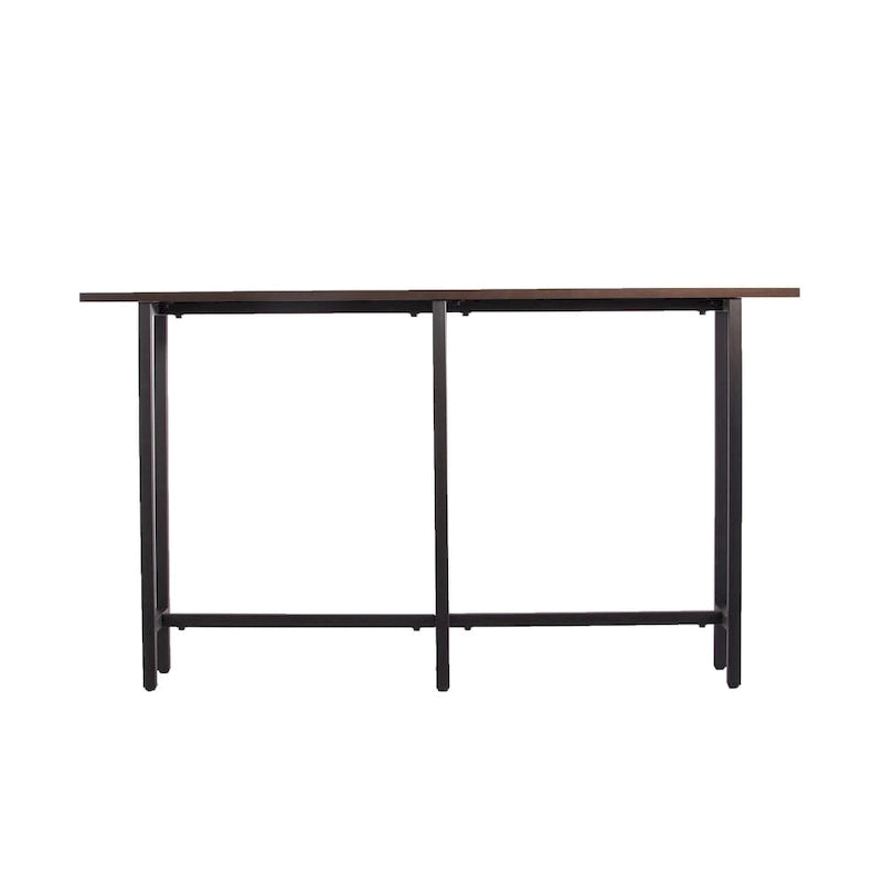 Narrow Industrial Console Table Espresso Wood Matte Black Iron Legs