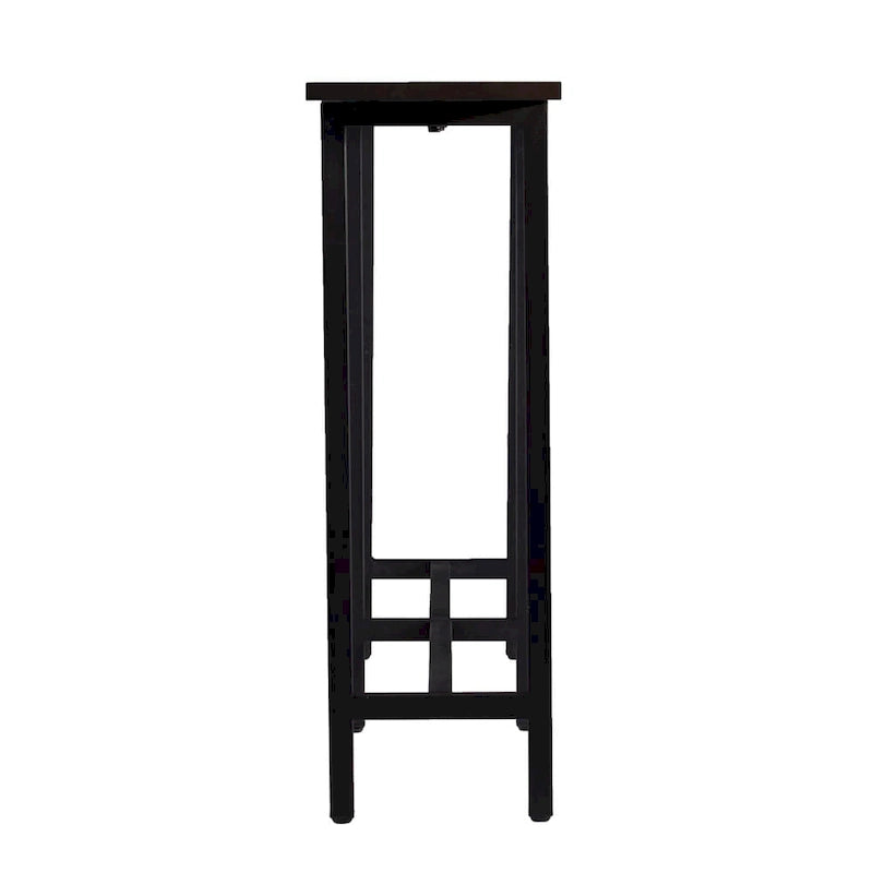 Narrow Industrial Console Table Espresso Wood Matte Black Iron Legs
