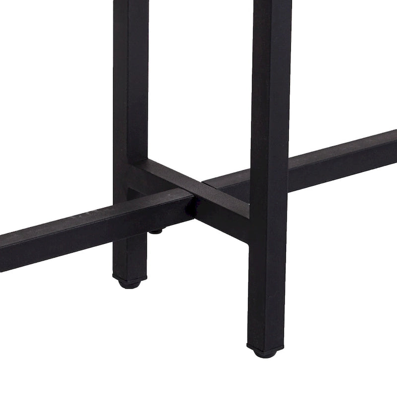 Narrow Industrial Console Table Espresso Wood Matte Black Iron Legs