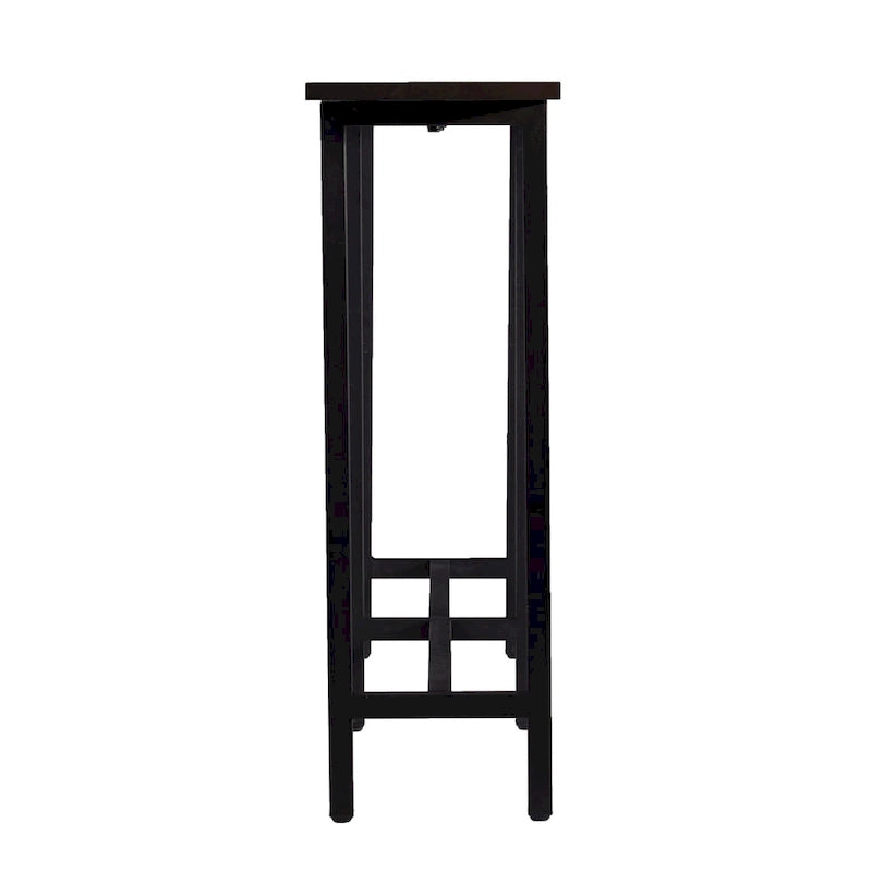 Narrow Industrial Console Table Espresso Wood Matte Black Iron Legs