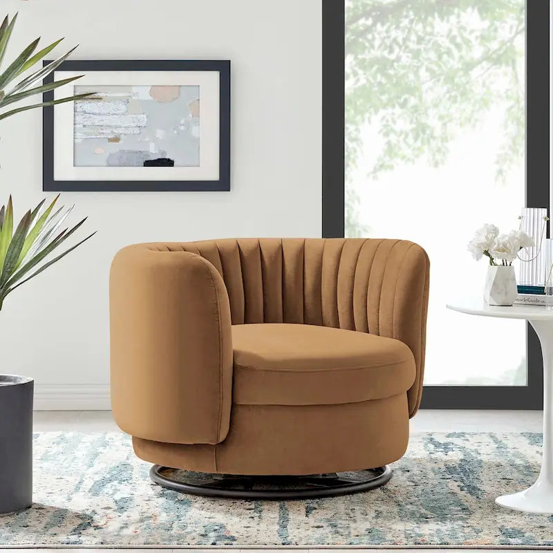Embrace Tufted Performance Velvet Performance Velvet Swivel Chair