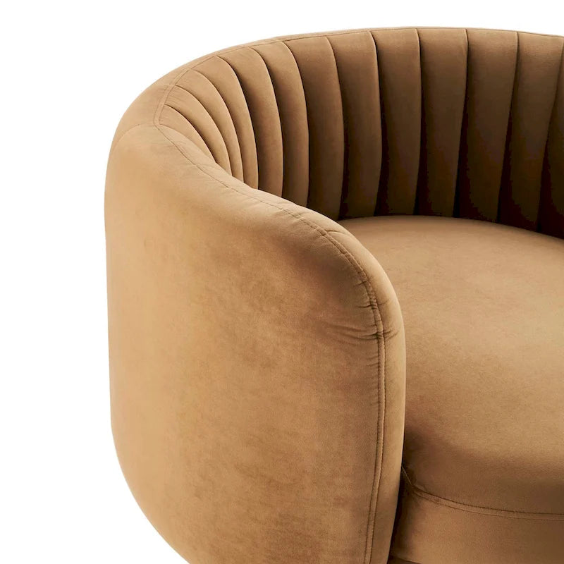 Tufted Velvet Swivel Accent Chair with Black Metal Base