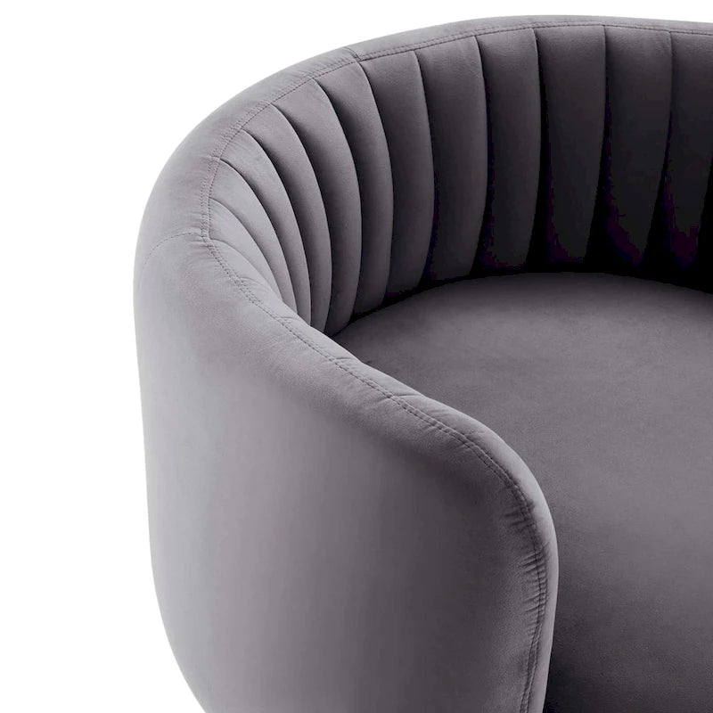 Tufted Velvet Swivel Accent Chair with Black Metal Base