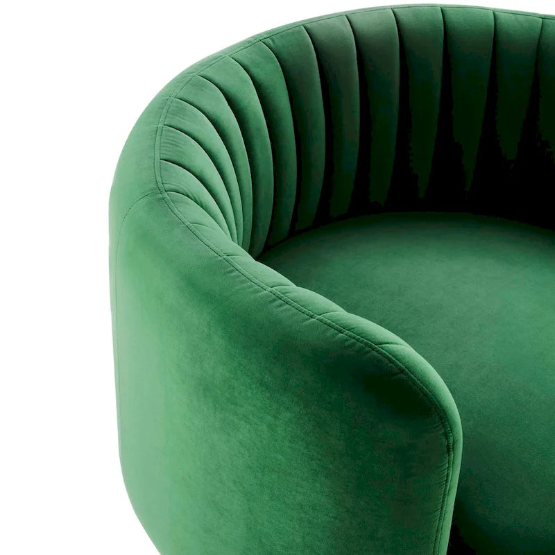 Tufted Velvet Swivel Accent Chair with Black Metal Base