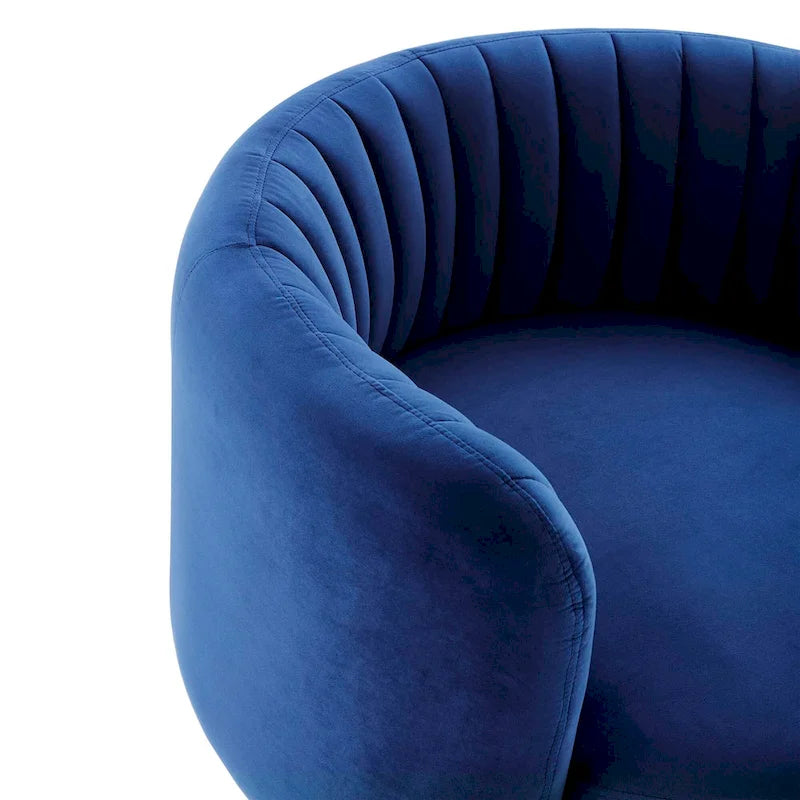 Tufted Velvet Swivel Accent Chair with Black Metal Base