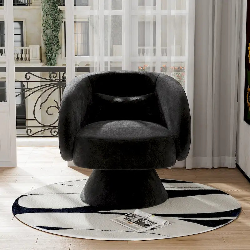 360 Degree Swivel Barrel Accent Chair with Pillow Linen Upholstered Multi-Color