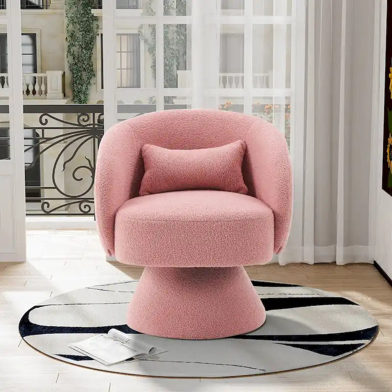 360 Degree Swivel Barrel Accent Chair with Pillow Linen Upholstered Multi-Color